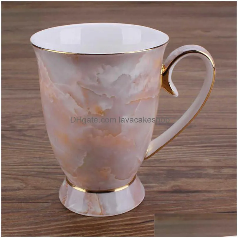 vilead 300ml fashion ceramic coffee mug natural porcelain handgrip milk leopard breakfast tea cup office water bottle 210804