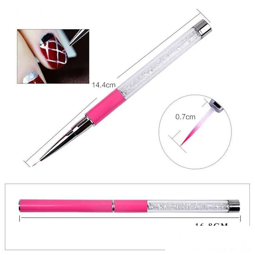 professional nail art drawing pen brush multifunction crystal acrylic nail art painting brush high quality mane or fibe gel nails