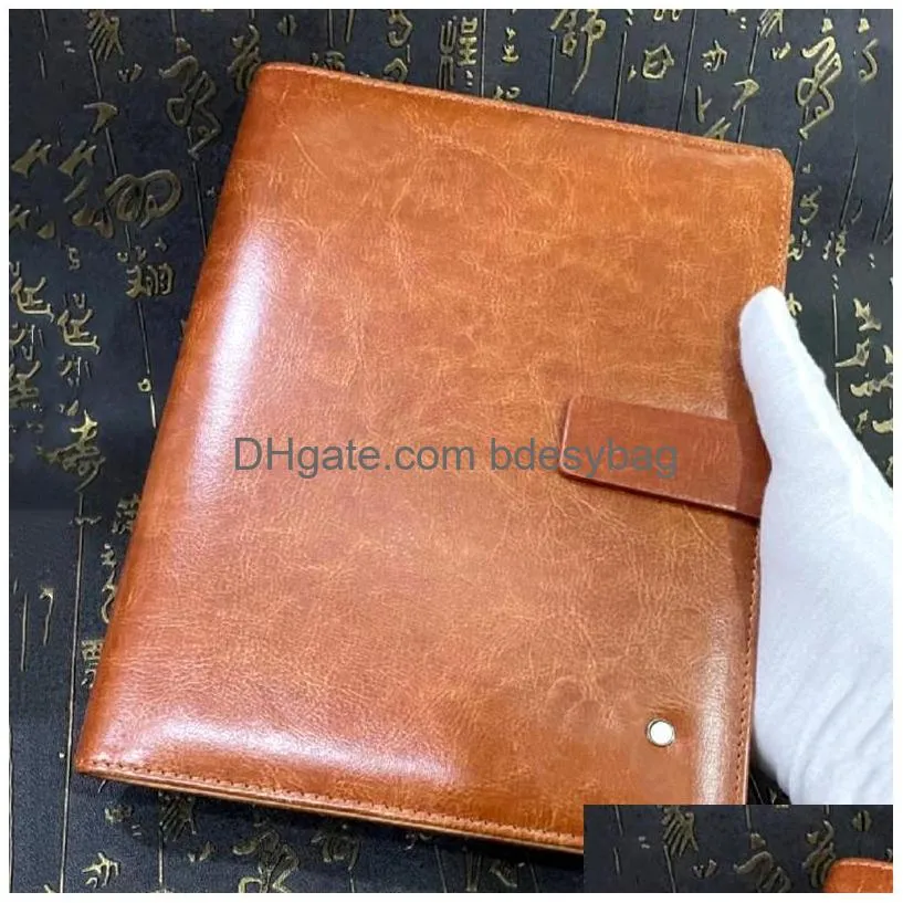 classic notepads black /brown leather cover agenda handmade note book luxurs periodical diary business notebook a5