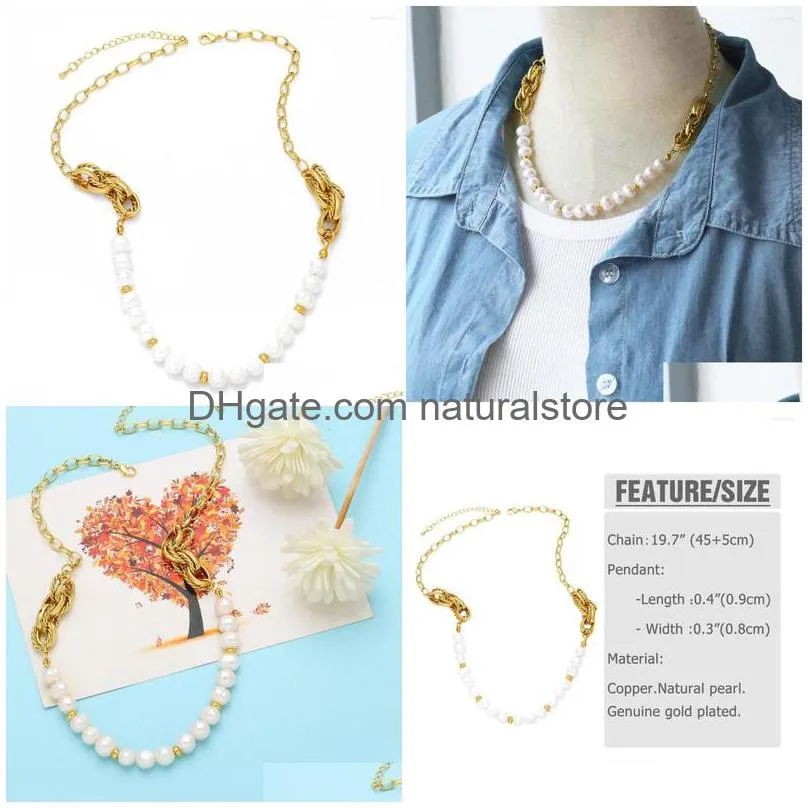 pendant necklaces flola half pearl necklace twist chain choker for women gold plated jewelry gifts collares para mmujer nkeb488