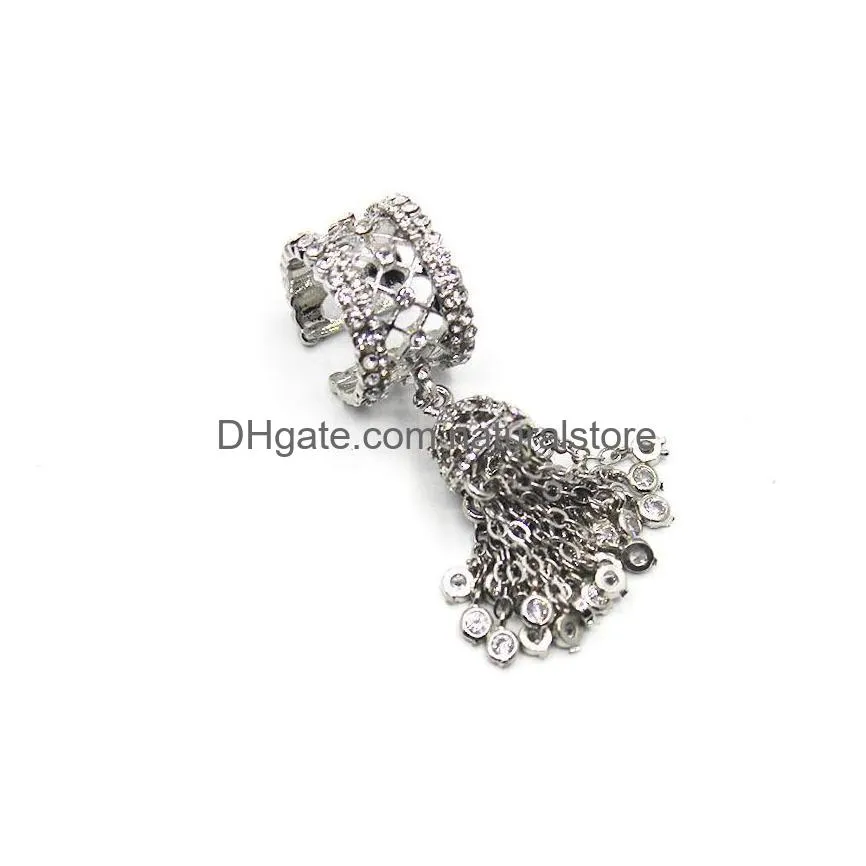 luxury sparkling microinlaid zircon tassel opening joint body tail ring 047