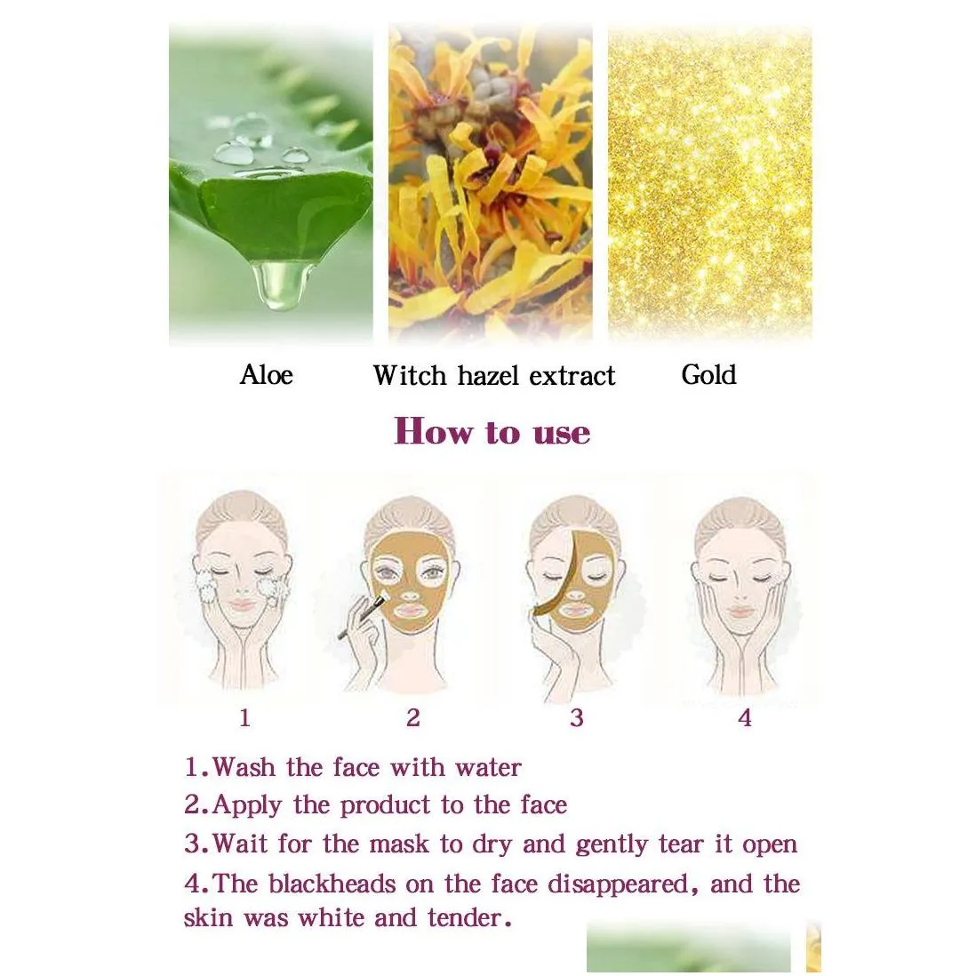 drop rtopr gold blackhead removal mask acne treatment face pore peeling nose cleansing golden mud blackhead remove hydrating