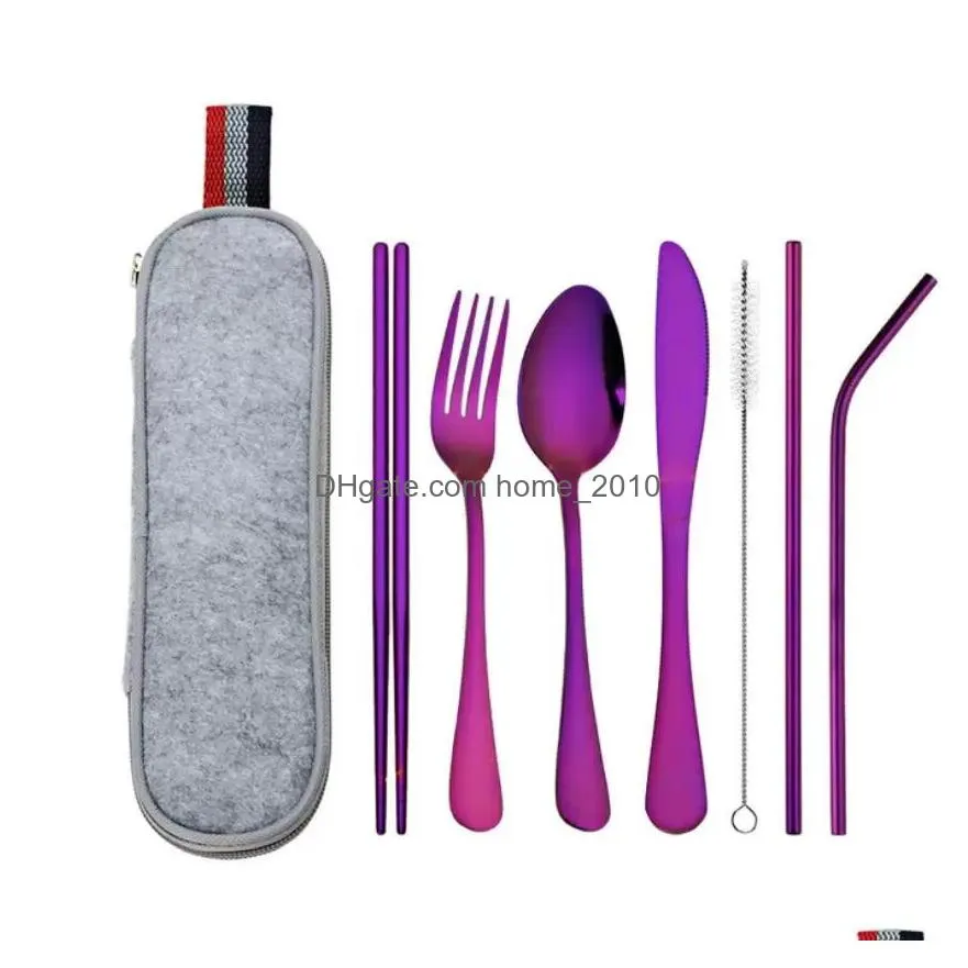 portable stainless steel cutlery set travel camping out dining silverware with waterproof set inventory wholesale