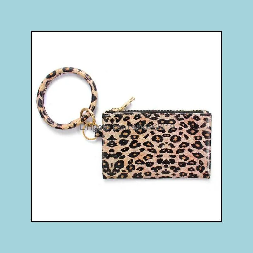 wallets key ring sunflower bracelet keyring leopard print monogrammed purse wristband wallet leather keychain bangle dhs