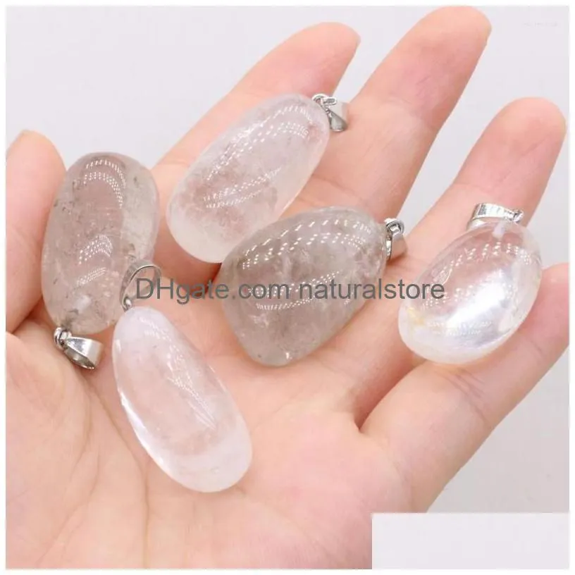 pendant necklaces natural irregular stone polished clear quartz necklace accessories for jewelry making bracelet white crystal charm