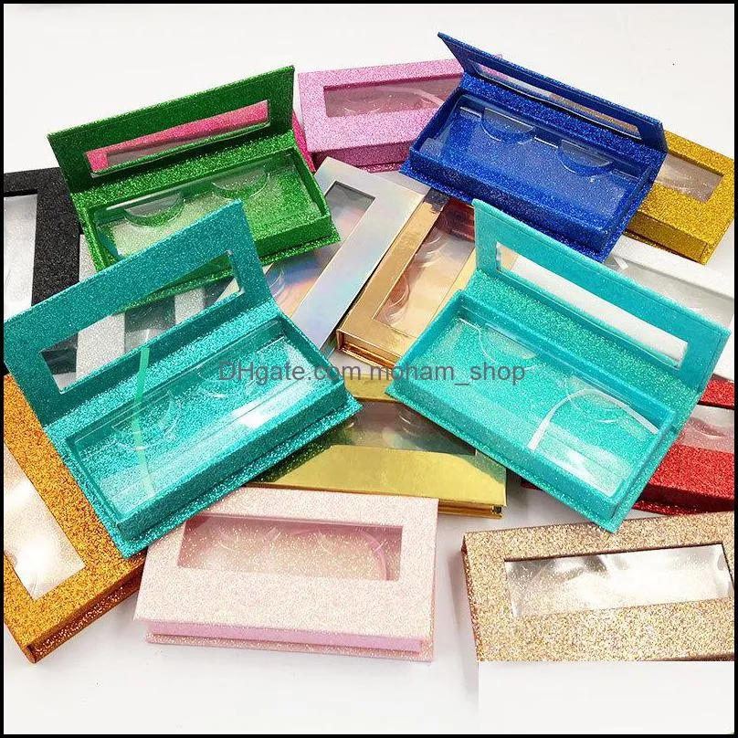 transparent paper lines eyelash case mounting box false eyelashes boxes bottom tray cosmetic packaging muti color oblong 3 7ql c2