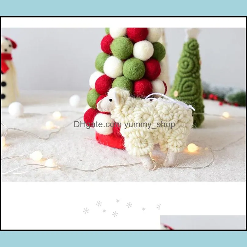 nordic style christmas hanging decoration handmade wool felt little sheep festive party supplies 383 r2