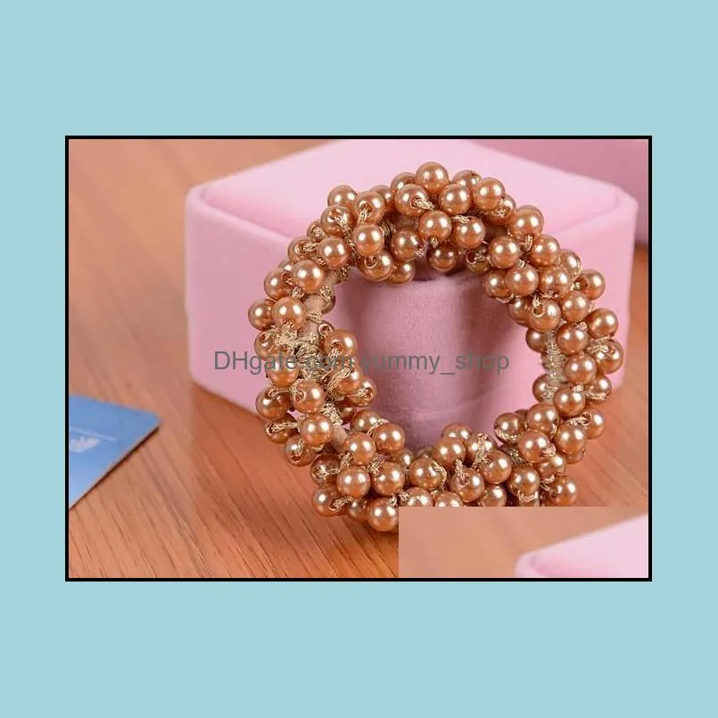 pretty hair accessories beautifully beads headbands ponytail holder girls scrunchies rubber rope headdress vintage elastic hair jewely