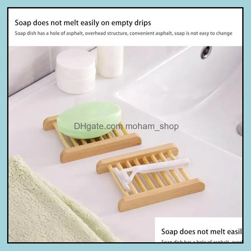 100pcs bar products natural bamboo trays wholesale wooden soap dish wood tray holder rack plate box container for bath shower bathroom 41