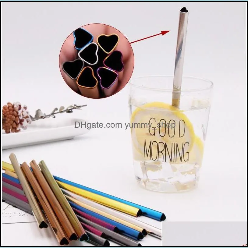 love heart drinking straws 304 stainless steel colorful couple straw durable straight drinks tubularis home party bar 1 65ws