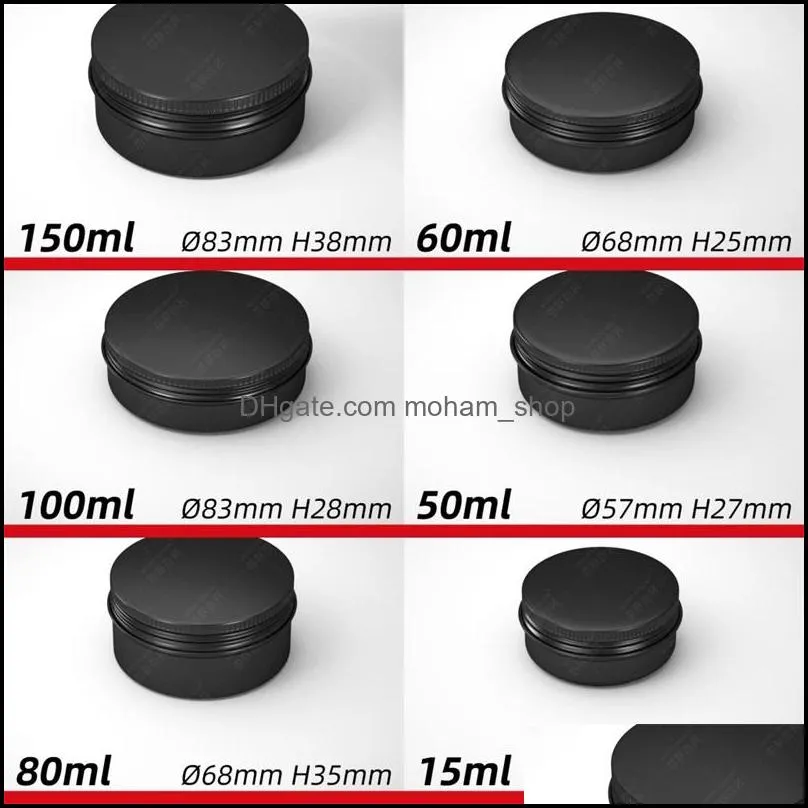 empty case tin aluminum circular black container cosmetic jars helical thread cover organizers can metal makeup candy snacks 2 2mlc c2