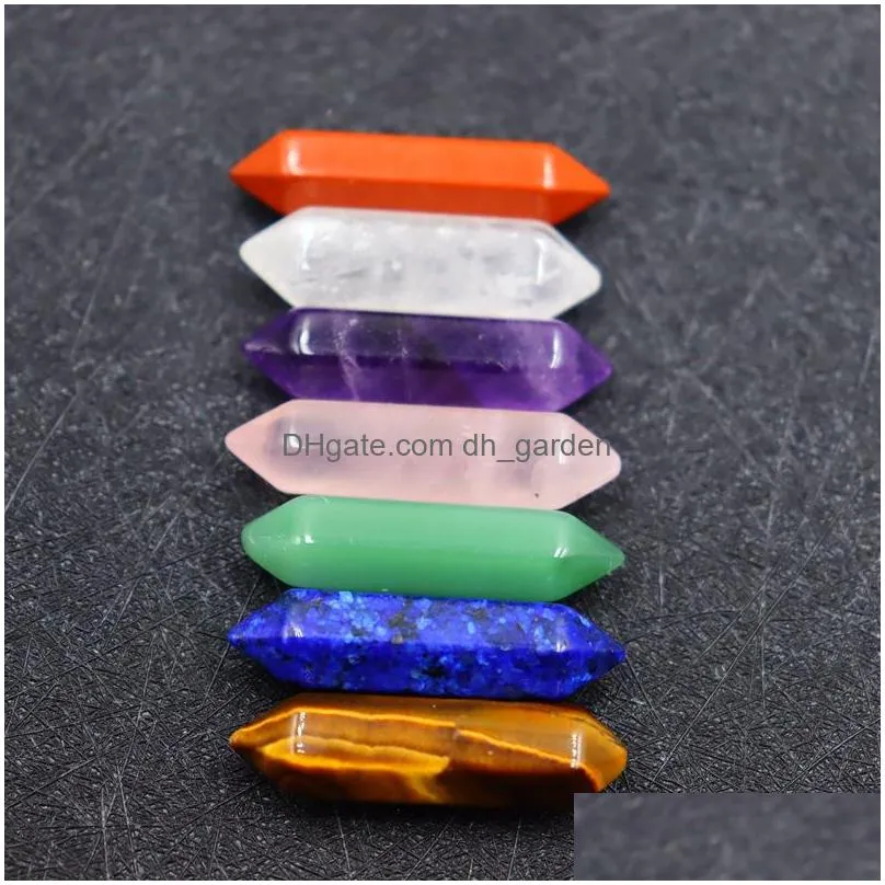 7 chakra set reiki natural stone crystal stones polishing rock quartz yoga energy bead chakra healing decoration 8x32mm