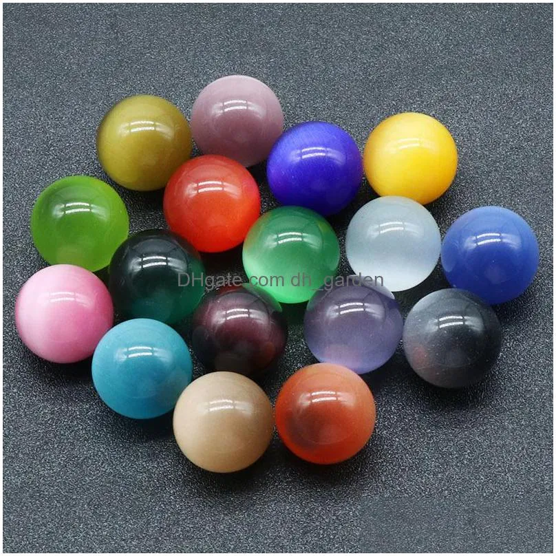 bright 20mm cats eye crystal round stone ball craft tumbled hand piece stones home decoration ornaments good gifts