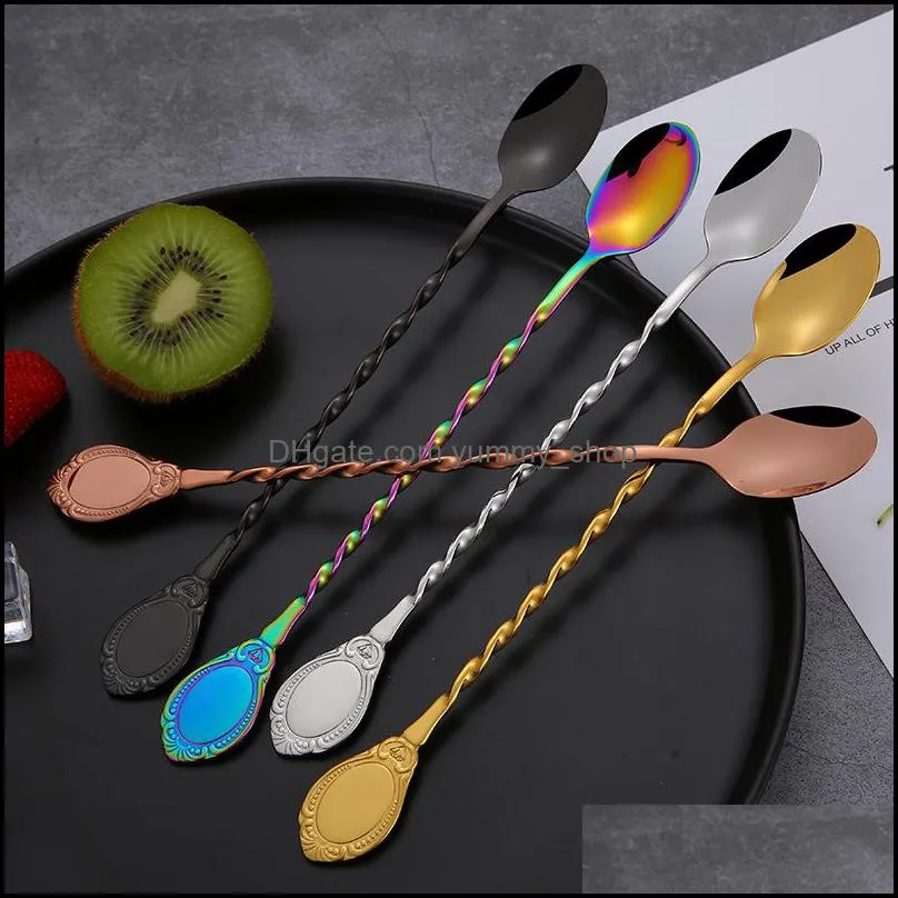 originality spiral coffee spoon for cafe room 304 stainless steel dessert spoons bright color stirring scoop arrival 5ry e1