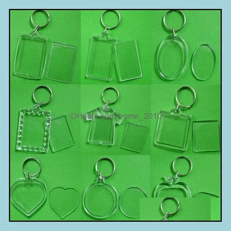 clear acrylic plastic blank keyrings insert passport p o frame keychain picture frame keyrings party gift rre11676