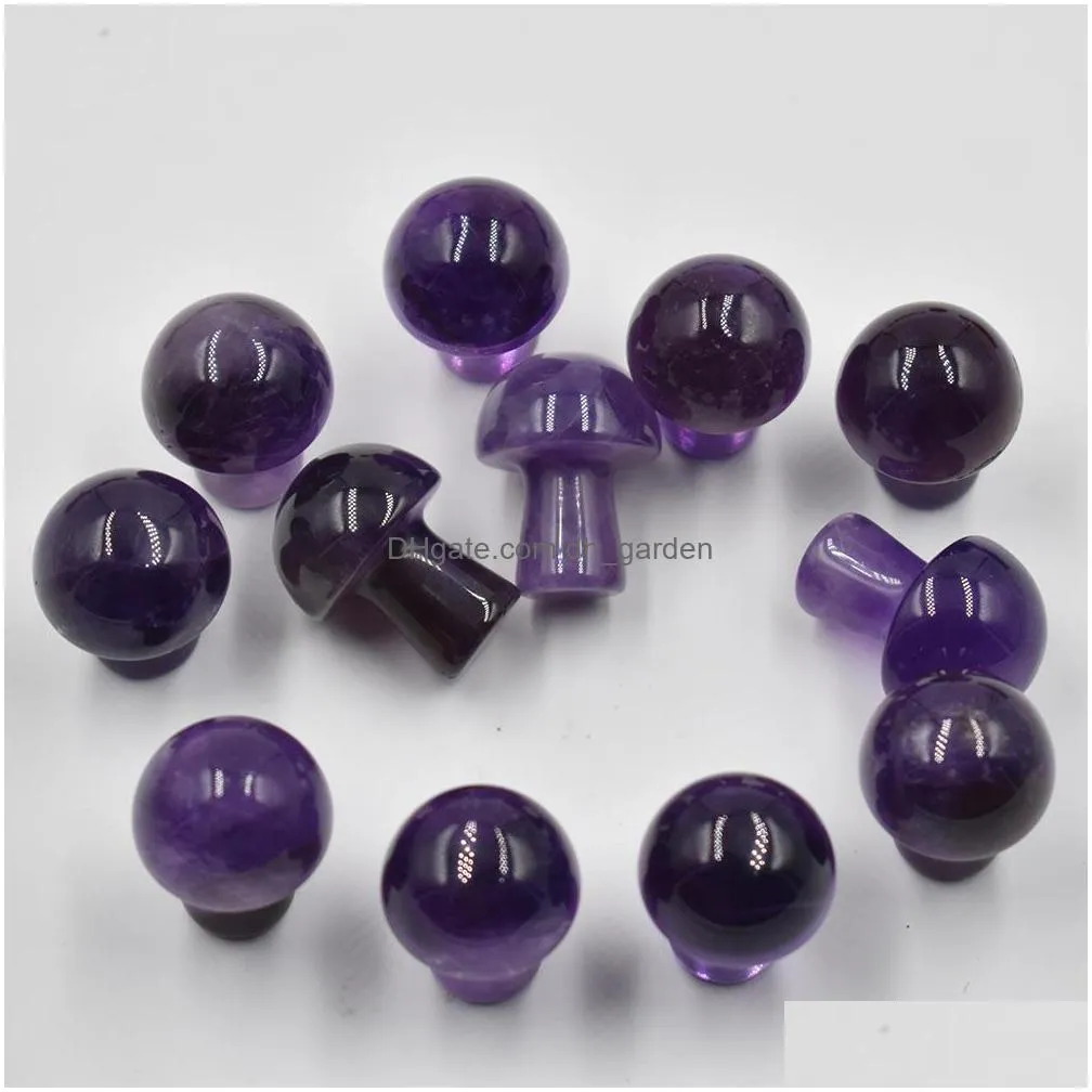 20mm amethyst mini mushroom statue natural stone carving home decoration crystal polishing gem