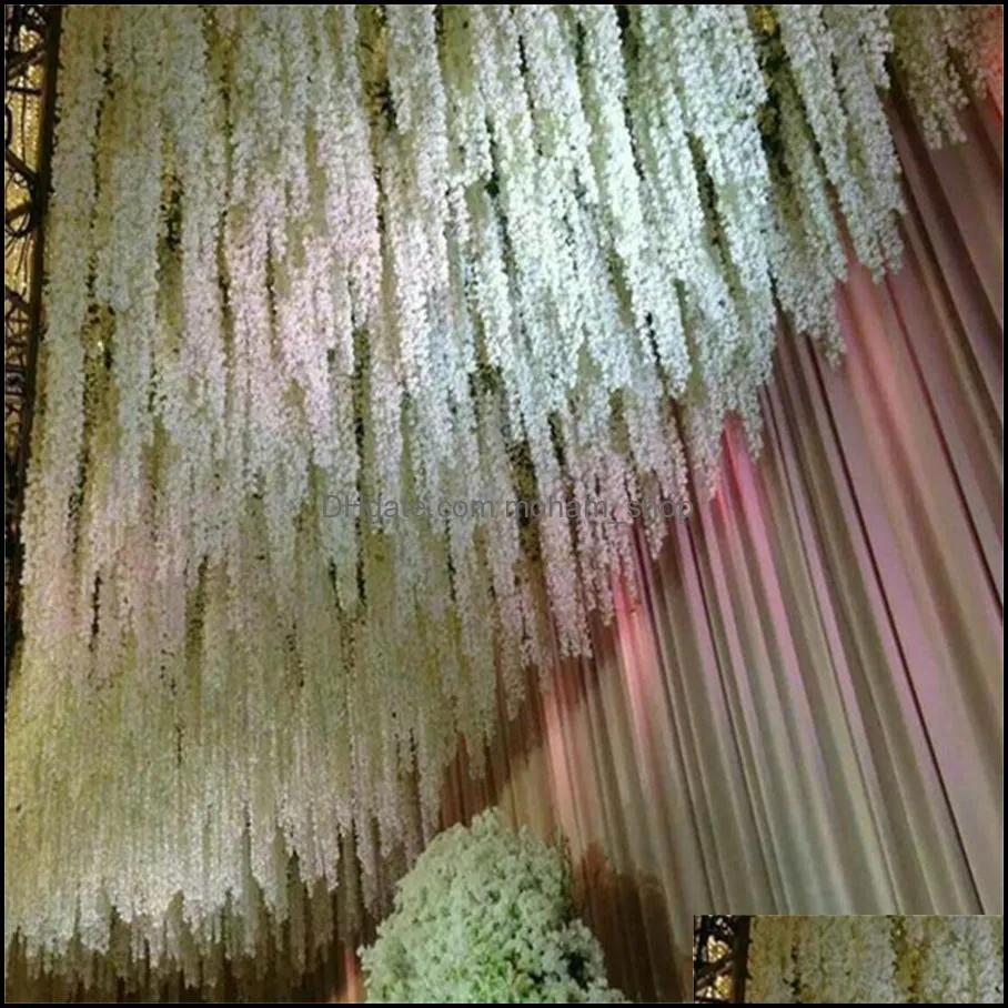 24 colors elegant artificial flower wisteria flowers vine 34cm home garden wall hanging diy rattan centerpiece xmas party wedding decoration