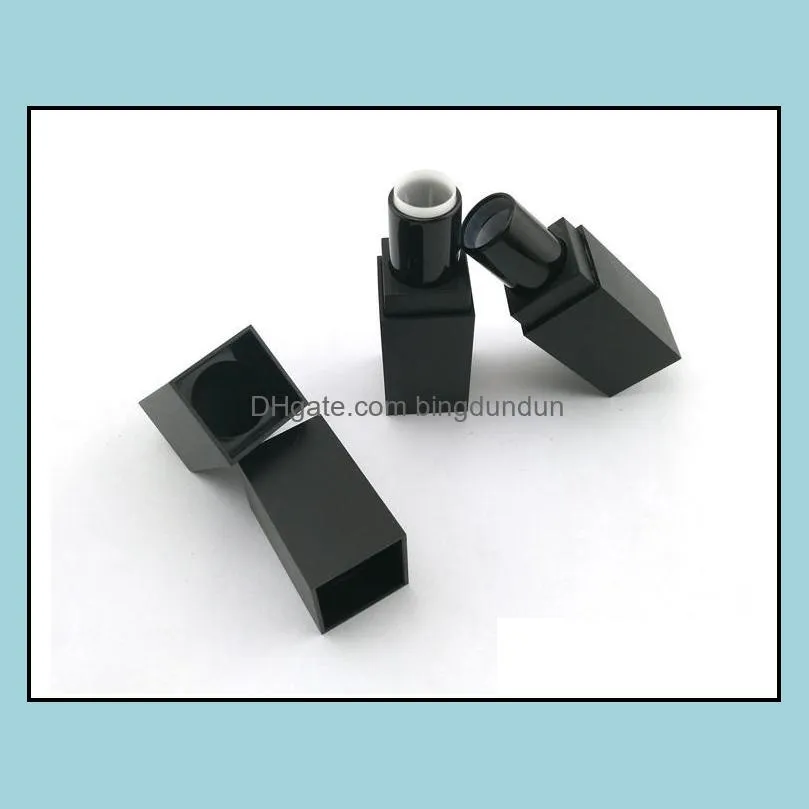  empty high grade plastic lipstick tube black outer square shape inner diy lipstick tube sn2421