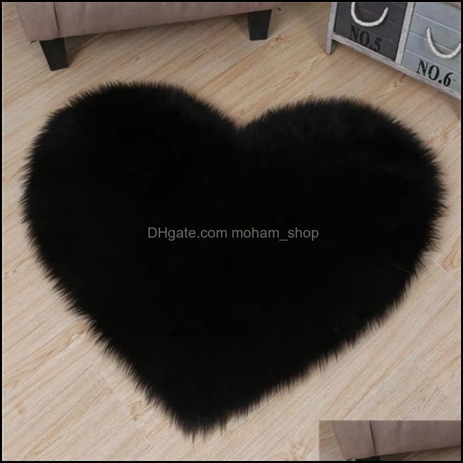 imitation sheepskin modeling heart carpet living room bedroom plush rug cute heartshaped footcloth wedding decoration