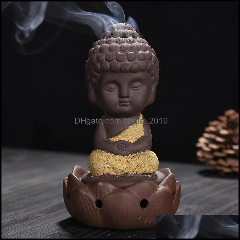 little monk thurible decorative gifts ceramic purple sand buddha incense burner for home decor arts and crafts