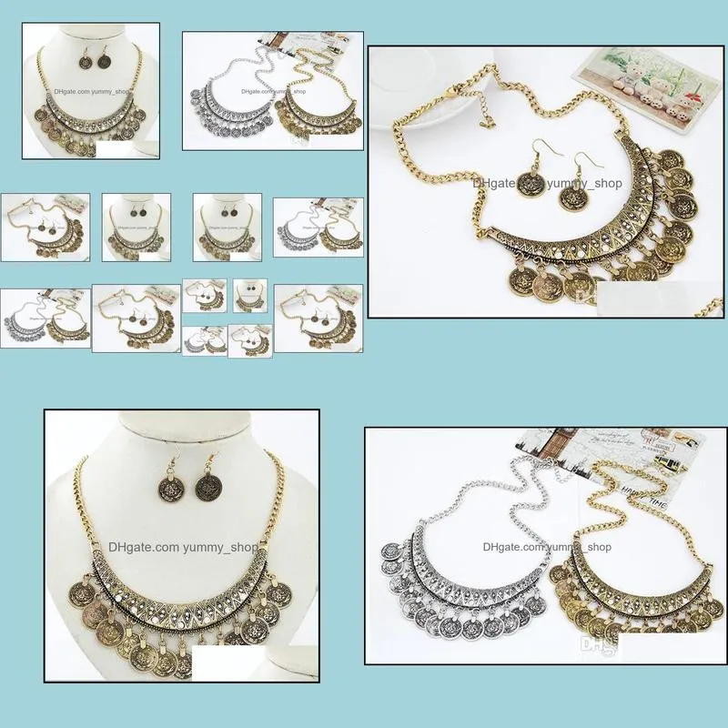 statement necklaces vintage boho gold collar choker necklaces and earrings bridesmaid jewelry sets