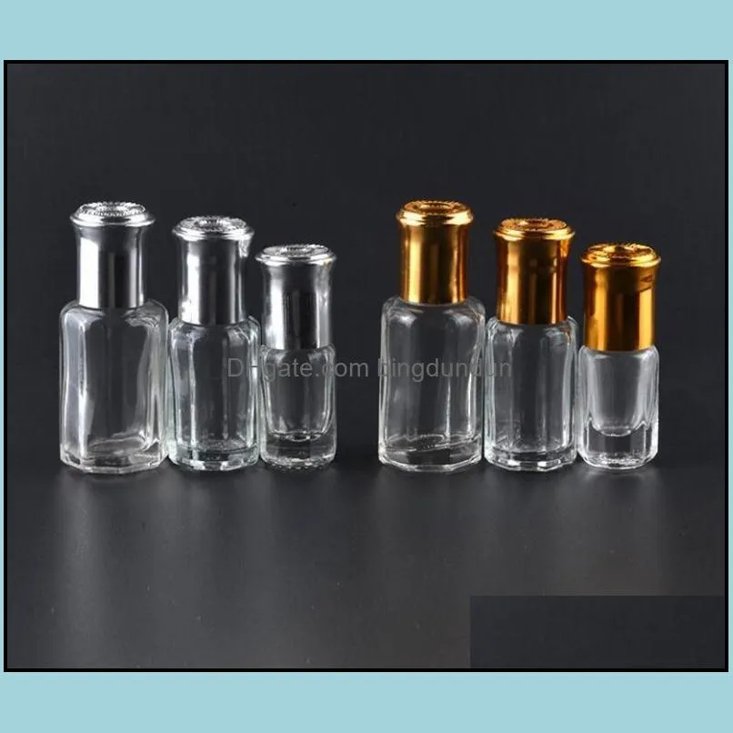 3ml 6ml 10ml octagonal glass bottles with roll on aroma bottles metal ball perfume essential oil packing vials refillable case sn942