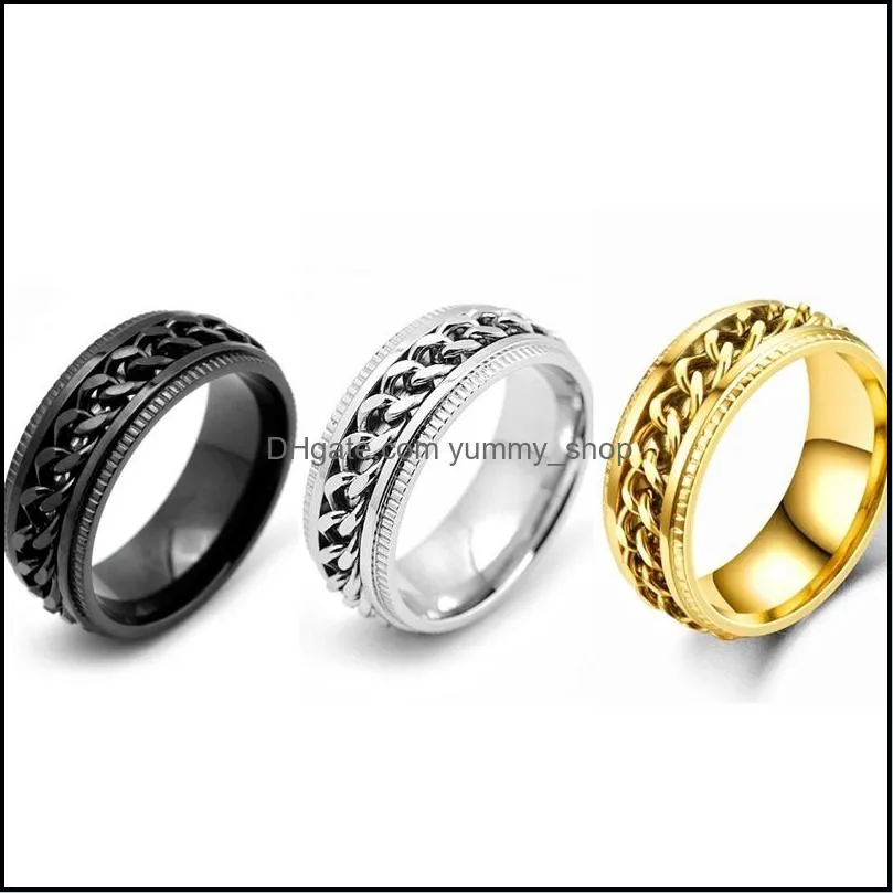 bulk lots 30pcs classic chain rotating rings stainless steel trendy punk rock men women wedding finger holiday gift anniversary jewelry
