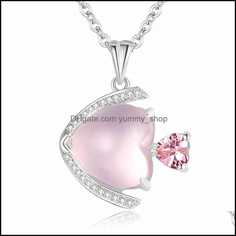 fish pendant necklace for women luxur jewlery rose gold silver chains necklaces crystals necklaces