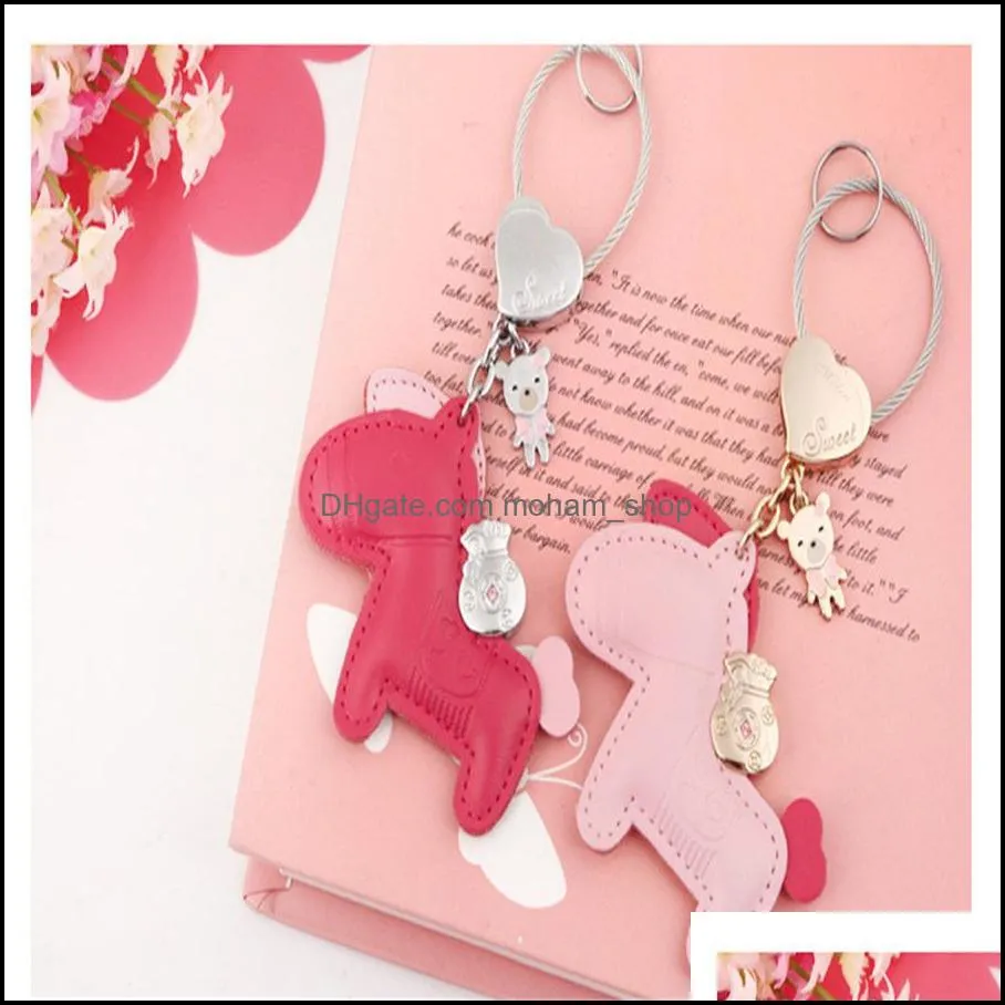 party favor pony pendant leather car wire keychain ring female immediately rich cute bag pendant gift