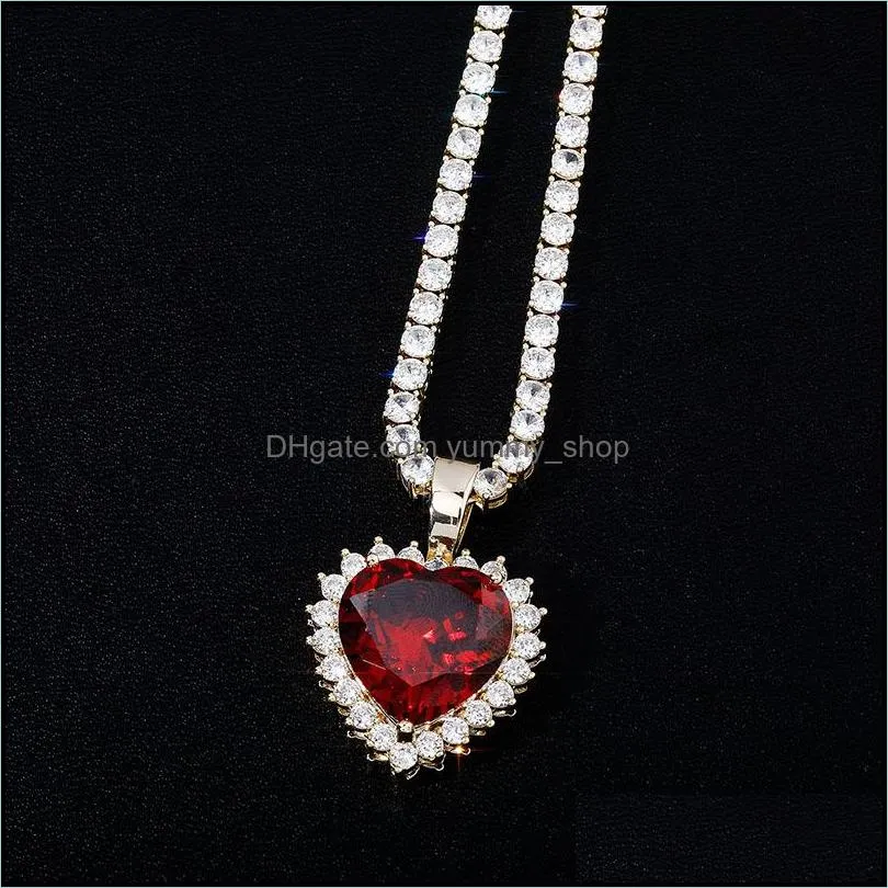 love heart necklaces fashion gold silver color men women pendant necklaces luxury big size heart zircon hip hop necklaces 3483 q2