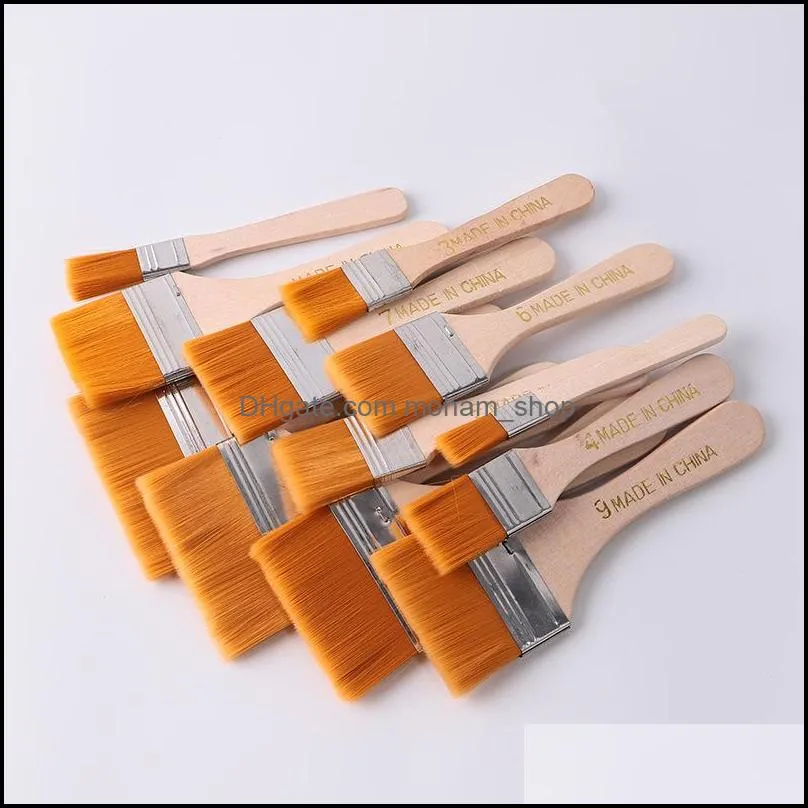 high quality nylon paint brush different size wooden handle watercolor brushes for acrylic oil painting school art supplies dbc 28 g2