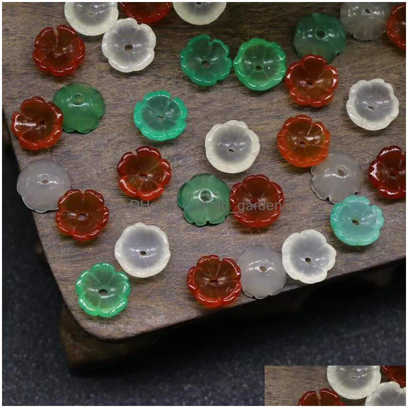 about 9mm carved flower agate loose beads stone naked stones diy hairpin jewelry acc