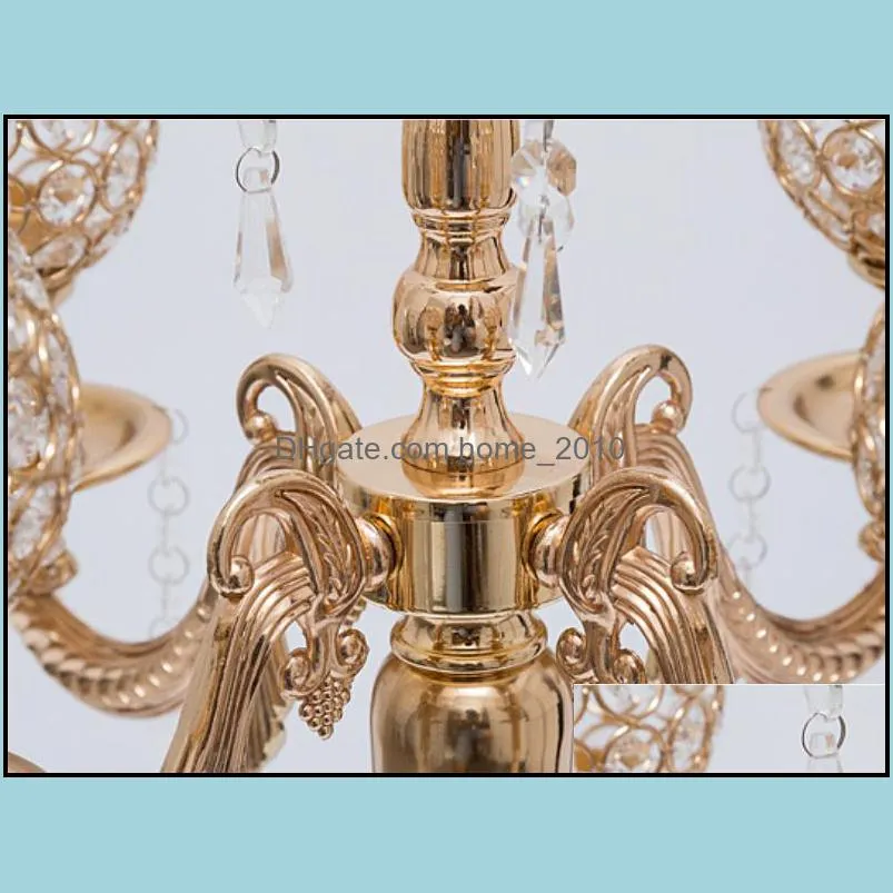  5arms wedding crystal centerpiece gold candelabras table centerpiece sn2096