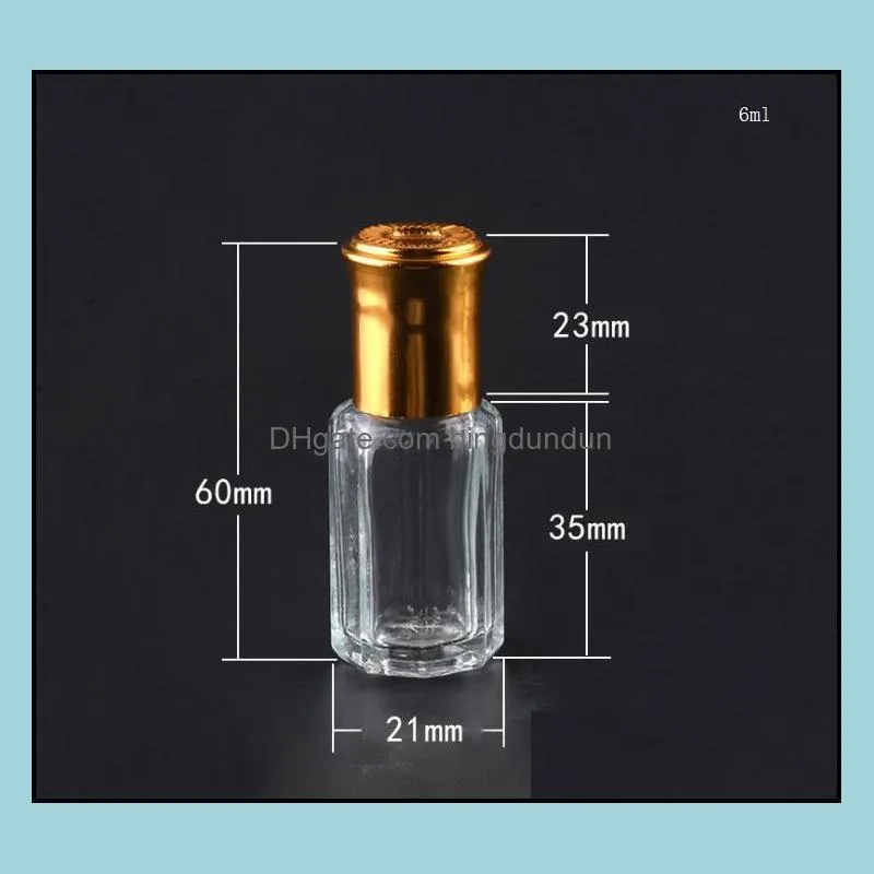 3ml 6ml 10ml octagonal glass bottles with roll on aroma bottles metal ball perfume essential oil packing vials refillable case sn942