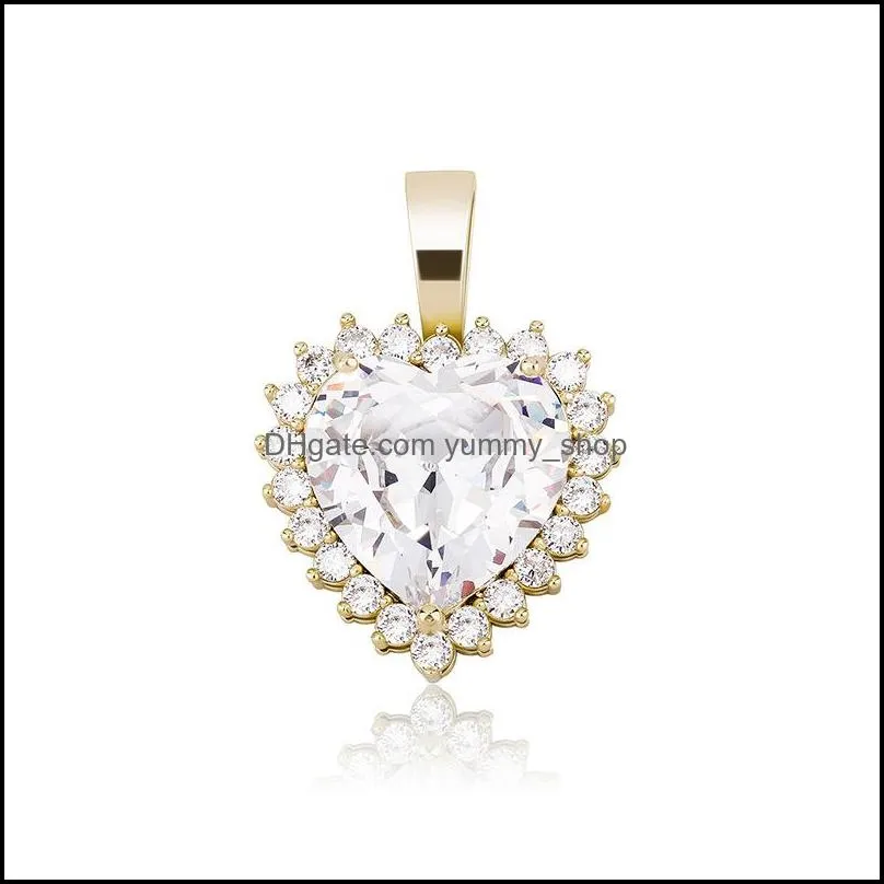 love heart necklaces fashion gold silver color men women pendant necklaces luxury big size heart zircon hip hop necklaces 3483 q2