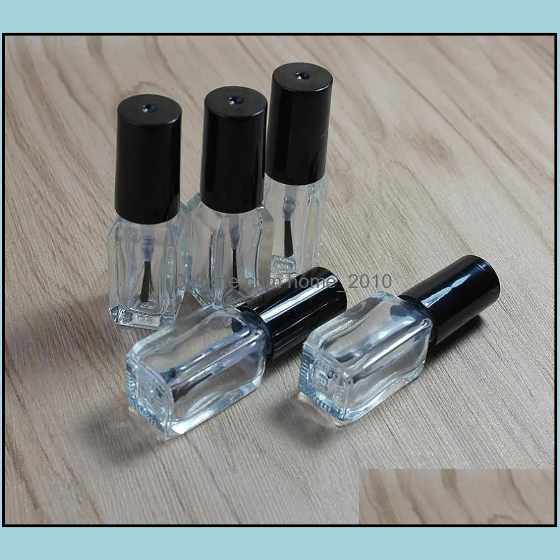 4ml transparent glass nail polish empty bottle with brush square makeup tool polish empty cosmetic containers nail glass bottle sn1971