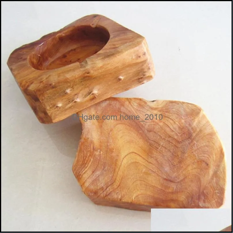 eco friendly wooden ashtray square irregular brown ash holder smoke cigarette ashtray brown pocket portable home carashtray rra12556