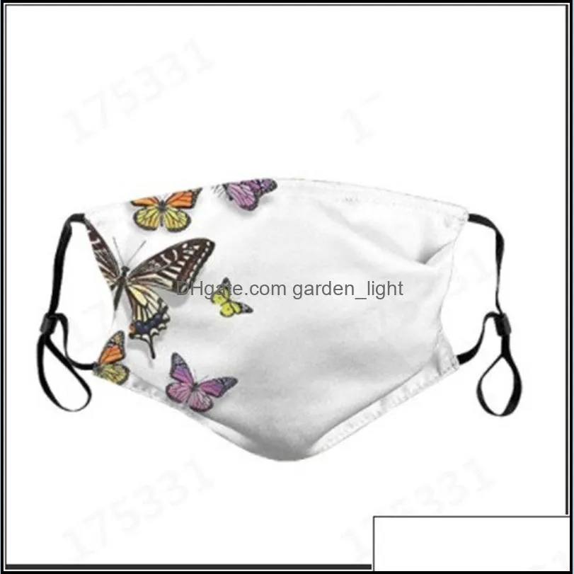 reusable respirator washable face masks butterfly flower dog printing mascherine protection dustproof adult unisex 5 5yy