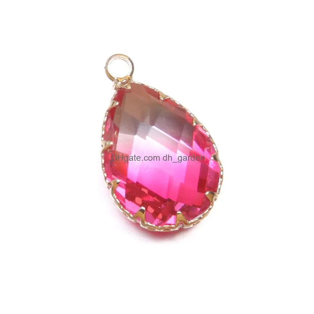 colorful crystal glass waterdrop shape charms pendant finding for diy necklaces jewelry making women fashion 13x22mm 18x30mm