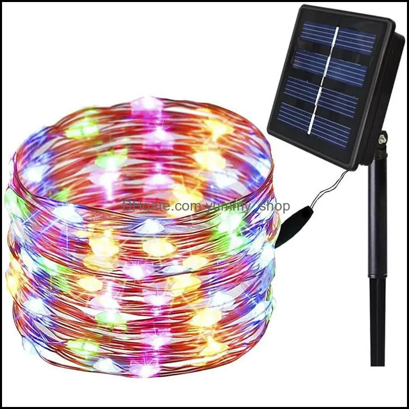 christmas solar string lights 33/66ft 100/200led copper wire lights 8modes fairy waterproofoutdoor string lights for patio gardengate 185