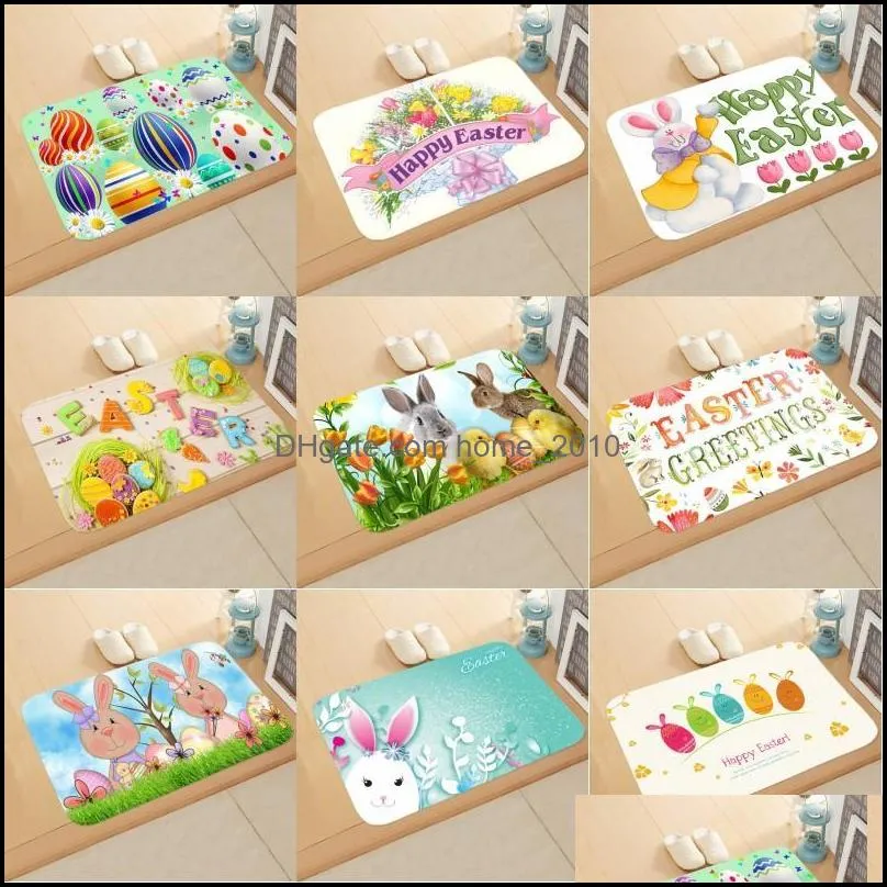 happy easter carpets doormat bunny egg pattern floor mat antislip washable bathroom rugs rre11497