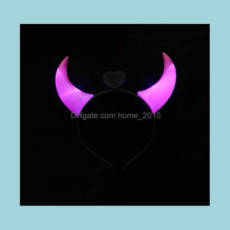  halloween ox horn party headwear flashing led hair headband xmas decorations luminous devil horns head hoop light sn674