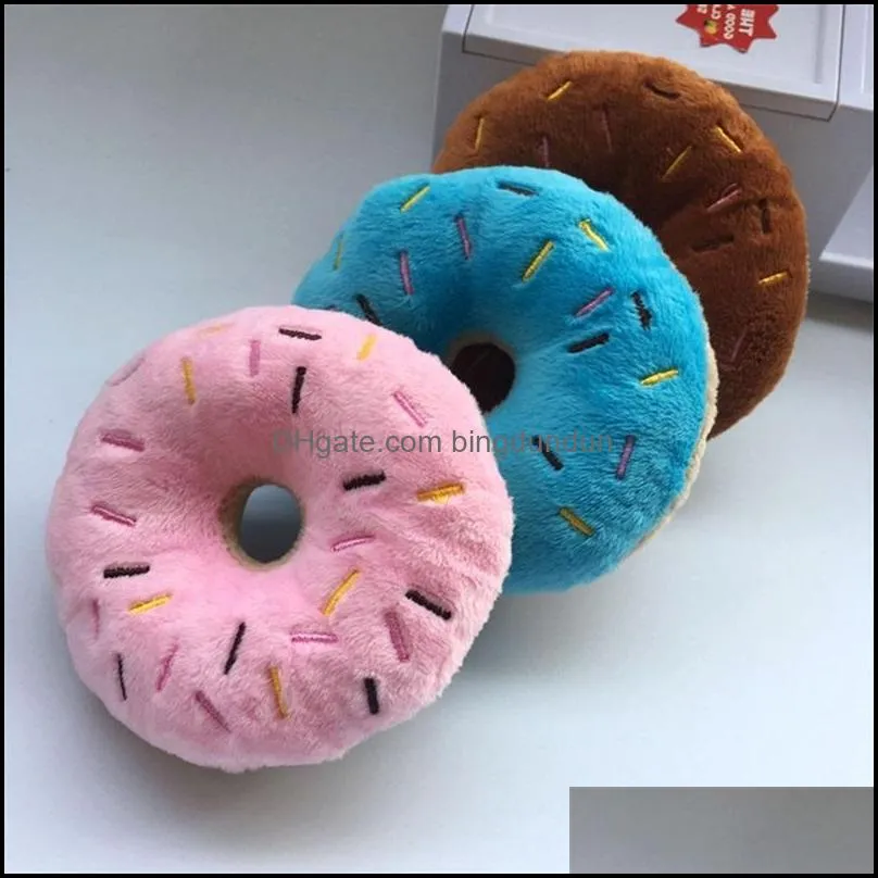 soft dog donuts plush pet dog chew toy cute puppy squeaker sound toys funny puppy small medium dog interactive toy 4572 q2