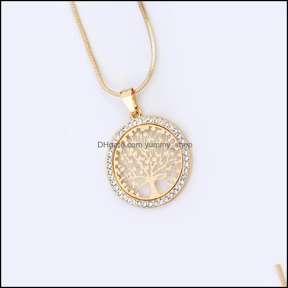  fashion hollow peace tree necklace gold chain women jewelry natural life tree pendants necklace collane naszyjnik