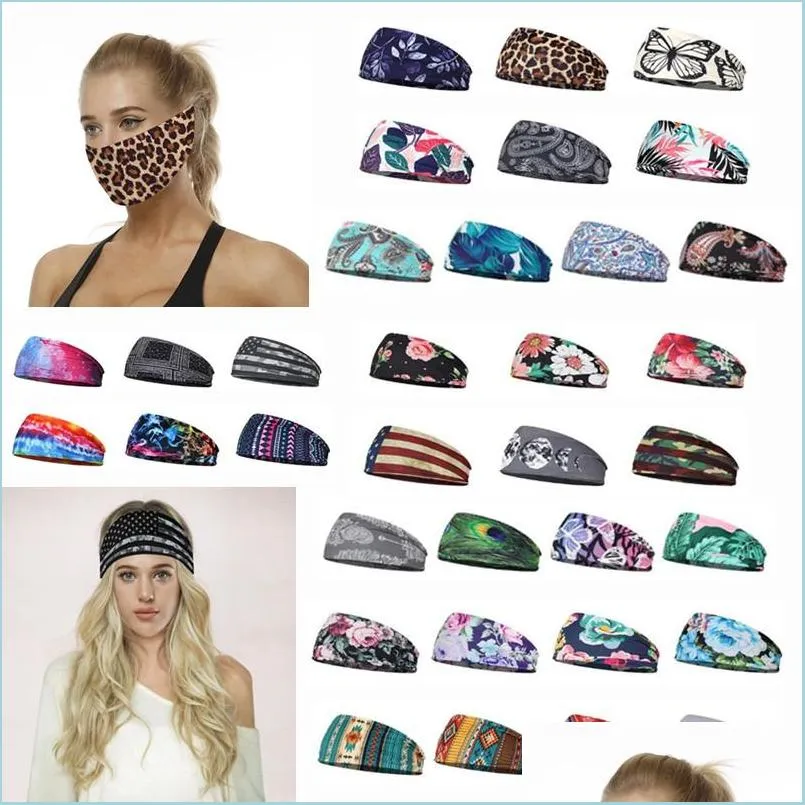 34 styles party mask hair bands elastic sport headband multifunction headwear scarf for fitness antiperspirant sweat absorbing turban