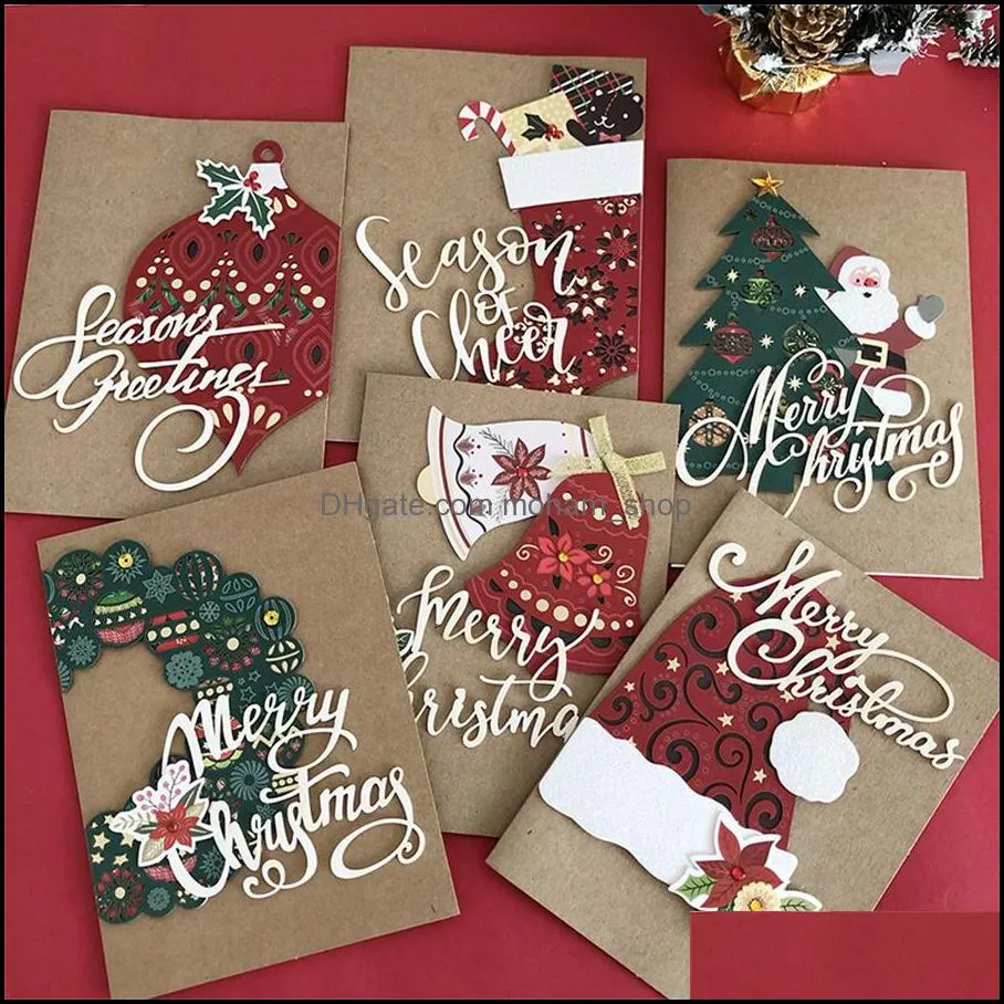 factory direct supply christmas 3d threedimensional greeting card kraft paper bronzing holiday wholesale