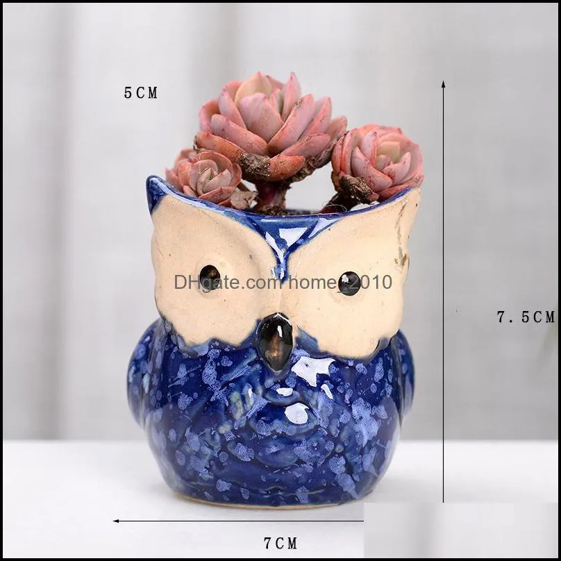 owl ceramic pot empty succulent plant pot cactus flower pots cartoon colorful succulent plant for desktop 6 style