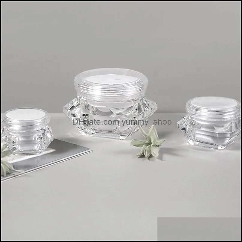 15g diamond style pot acrylic cosmetic empty jar eyeshadow makeup face cream lip balm container bottle sample packaging 527 r2