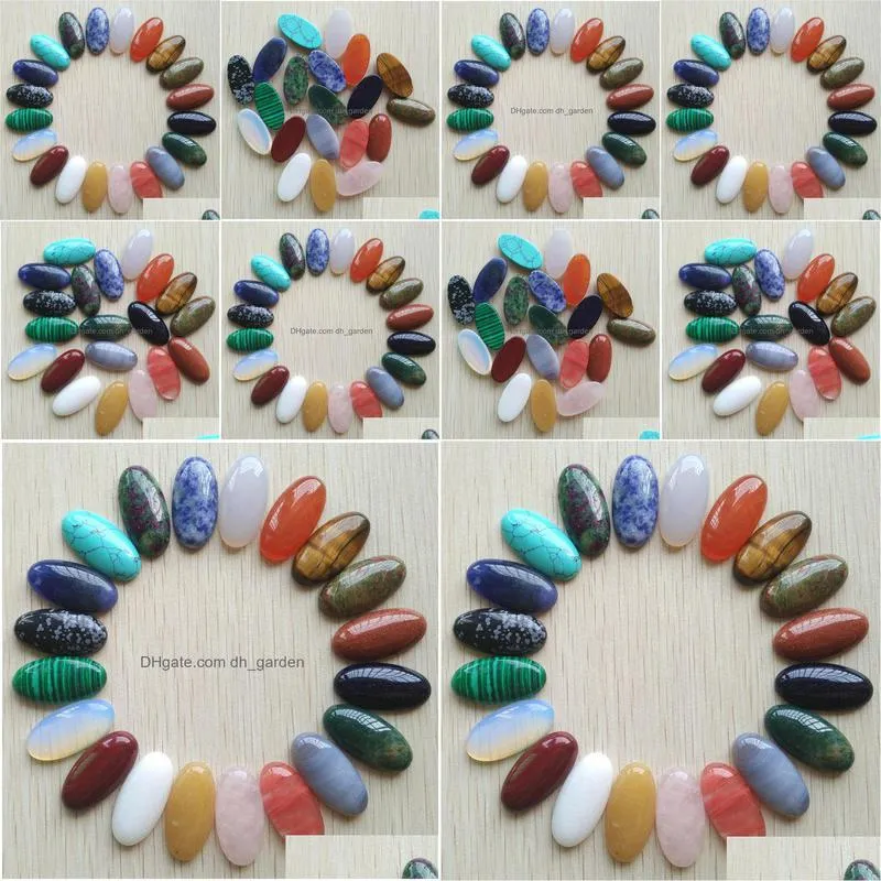 assorted natural stone oval shape cab cabochons beads for jewelry accessories making 15x30mm