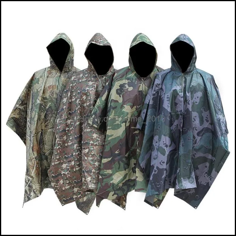 multifunctional military impermeable camo raincoat waterproof rain coat men women camping fishing motorcycle rain poncho dhs